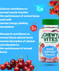 Chewy Vites Adult Bone Support 50 Vitamin Gummies 400mg Calcium Gummies with 20 mcg Vitamin D3 for Bones Teeth & Muscle Function 2-a-Day Vegan Mix of Wild Cherry and Strawberry Flavour