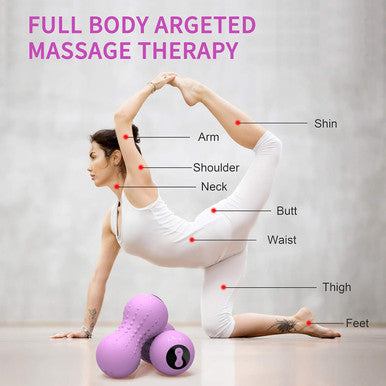 Heating Vibrating Peanut Massage Ball - 5 Intensity Levels & 1 Heat Mode - Foam Roller Double Lacrosse Ball - Deep Tissue Trigger Point Therapy - Handheld, Mobility, Rechargeable (Purple)