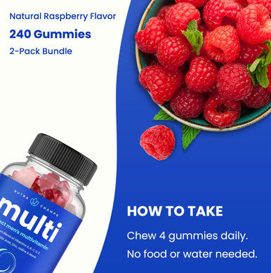 Multivitamin For Men 14+ Mens Multivitamin Gummies, 240 Count Vitamins A, B, C, D, E, Biotin, Zinc Mens Gummy Multivitamins Supplement Chewable Daily Multi Gummy Vitamins For Men (2 Pack)
