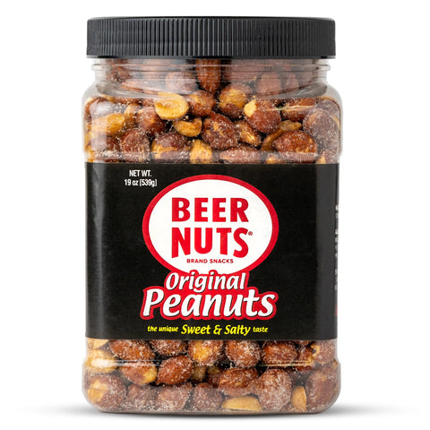 BEER NUTS Original Peanuts, Resealable Jar, Sweet and Salty, Gluten-Free, Kosher, Low Sodium Peanut Snacks (19oz)