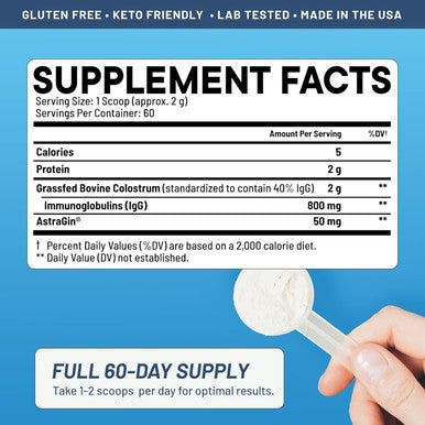 Nootrix Grassfed Colostrum Supplement | Bovine Colostrum Powder Superfood, Supports Gut Health, Immunity, Muscle Recovery, Promotes Hair Growth & Radiant Skin, Sinus Health | Unflavored, 60 Servings