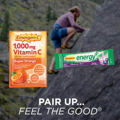 Emergen-C 1000mg Vitamin C Powder, with Antioxidants, B Vitamins and Electrolytes, Vitamin C Supplements for Immune Support, Caffeine Fizzy Drink Mix, Super Orange Flavor - 3 Count