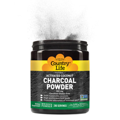 Country Life Activated Coconut Charcoal Powder 500Mg 5 Ounces 200 Servings Certified Gluten Free Certified Vegan Non-Gmo Verified