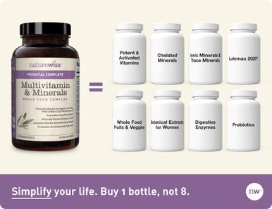 Naturewise Prenatal Whole Food Multivitamin For Women | Folate, Vegetarian Dha, Non-Constipating Iron, Plant-Based Calcium, Lutem