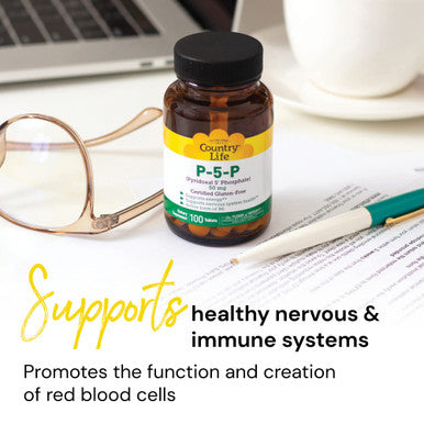 Country Life P5P Vitamin B6 (Pyridoxal Phosphate) 50Mg 100 Tablets Certified Gluten Free Certified Vegan Verified Non-Gmo Verified