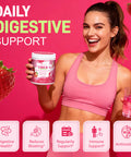 Migcopat 14G Fiber Supplement With Probiotics Prebiotics Digestive Enzymes Vitamin C Magnesium Fruit&Herb Powder Fiber Powder For Digestive Health & Skin Health No Sugar Strawberry 40 Serv