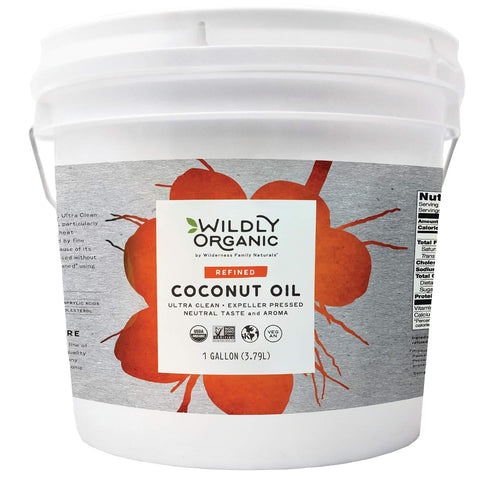 Wildly Organic Virgin Unrefined Cold Pressed Coconut Oil 14 Fl Oz - Organic, Raw, Non-GMO, Vegan, Pet-Safe, Rich Coconut Flavor/Aroma - Perfect for Skin, Hair, Cooking, & Baking - BPA-Free Container