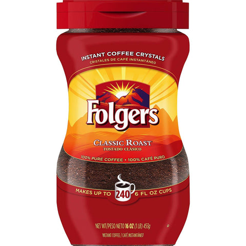 Folgers Instant Coffee Crystals, Classic Roast, 24 Ounces