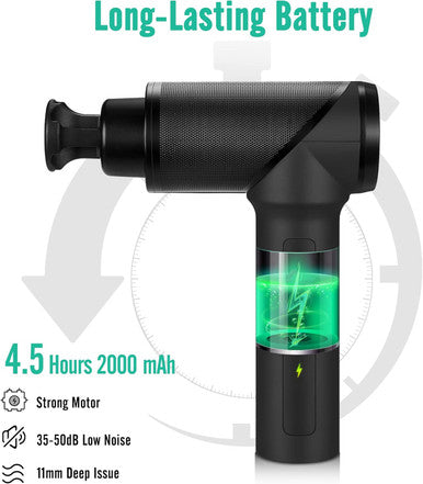 Medcursor Massage Gun, High Intensity Brushless Motor, Muscle Massage Gun Deep Tissue For Athletes With 6 Massage Heads, Electric Percussion Massager For Any Pain Relief, Gifts For Father/Dad (Black)