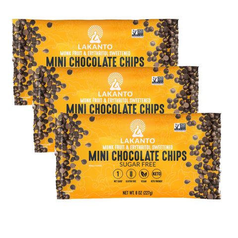 Lakanto Sugar Free Semi Sweet Chocolate Chips - Monk Fruit Sweetener and Erythritol, Perfect for Baking, Pancakes, Muffins, Protein Bites, Melting, Mixing, Snacking, Gluten Free, Vegan (8 oz - Pack of 1)