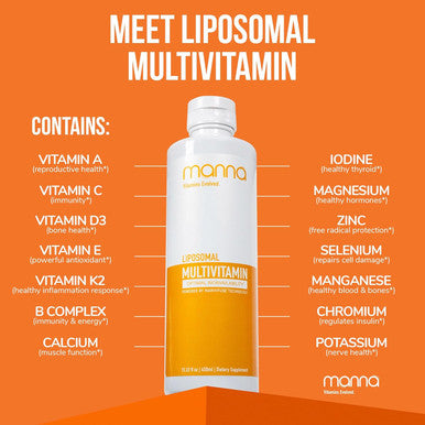 Manna Vitamins Evolved Liposomal Multivitamin - Daily Multivitamin Provides 20 Vitamins And Minerals - Multivitamins For Men And Women - Boosts Immune System, Supports Energy And Metabolism 2 Pack