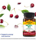 Country Life Methyl B12 Supports Energy & Stamina 1000Mcg 60 Lozenges Certified Gluten Free Certified Vegan