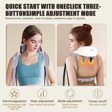 Fsa Hsa Eligible Neck Massager, Portable Neck Massager For Pain Relief - Neck, Shoulder, Back Heated Massager - Deep Tissue Massage For Muscles With Shiatsu Heat For Back Pain, Stress