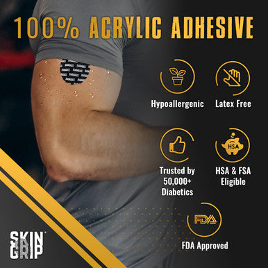 Skin Grip Adhesive Patches for style Libre CGM w/Cutout Waterproof & Sweatproof Adhesive for 10-14 Days Pre-Cut Medical Tape Continuous Glucose Monitor Sensor Cover 20 Pack Fearless Pack