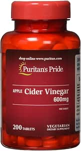 Puritan's Pride Apple Cider Vinegar 600mg, 200 Tablets