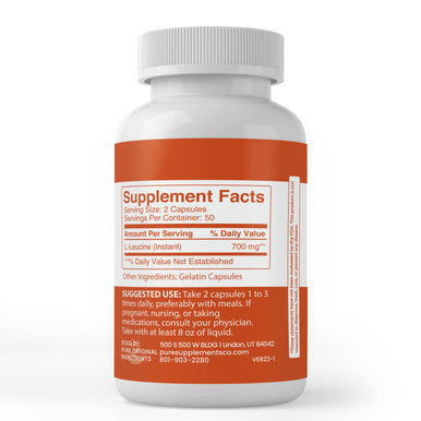 PURE ORIGINAL INGREDIENTS L-Leucine, (100 Capsules) Always Pure, No Additives Or Fillers, Lab Verified