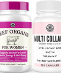 Left Coast Performance Hydrolyzed Multi Collagen Peptides Capsules & Beef Organ Supplement for Women - Bovine Wellness Bundle for Women's Gut Health Energy Hormone Balance and Immune Support