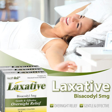 HealthA2Z Laxative Bisacodyl 5mg Gentle and Fast Overnight Relief for Constipation