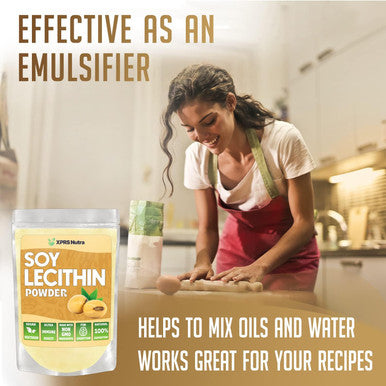 Xprs Nutra Soy Lecithin Powder - Lecithin Powder Food Grade Fat Emulsifier - Suitable for Cooking Baking and More - Vegan Friendly Soy Lecithin Powder Cooking Aid (4 oz)