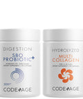 Codeage Multi Collagen Protein Capsules 5 Types, Ashwagan Withania Somnifera & Organic Amla Berry + SBO Probiotic Blend 50 Billion CFU Bundle, Lactobacillus Plantarum, Bacillus Subtilis, Non-GMO