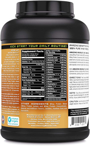 Amazing Nutrition Muscle 100% Whey Protein Powder 5 Lbs Advanced Formula with Whey Protein Isolate as a Primary Ingredient Along with Ultra Filtered Whey Protein Concentrate Supports Lean Muscle Growth