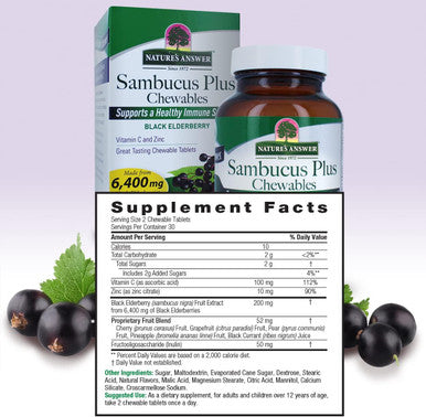 Nature'S Answer Sambucus Chewables 60 Count | Non GMO | Gluten | Vegan | Great Tasting |Made in The USA | Immune Support | Elderberry Antioxidant | Daily Immune Boost
