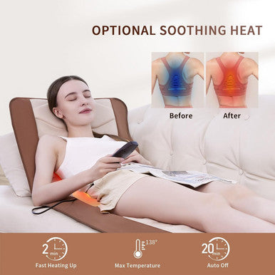 Full Body Massage Mat With Heat, Back Massager For Pain Relief Deep Tissue, Back Massage Pad With Lumbar Support Traction Device, 10 Vibration Motors & 5 Massage Modes, 2 Heating Pads For Back