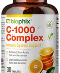 Biophix Vitamin C-1000 Mg 30 Tablets Complex - Vegan With Calcium Citrus Bioflavonoids Acerola Rutin - Supports Immune Health