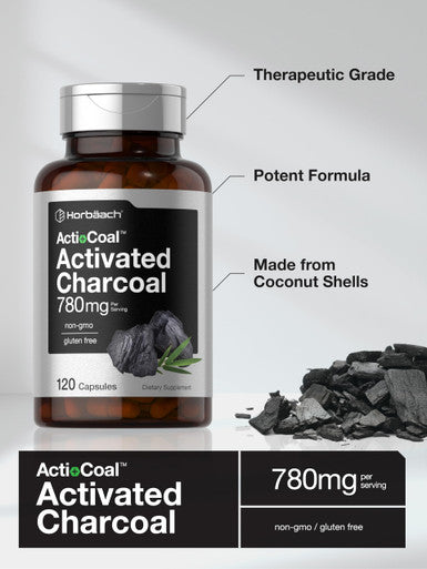 Horbaach Charcoal Pills 120 Capsules 780Mg