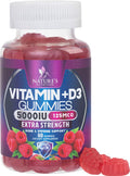 Vitamin D3 Gummies 5,000 IU 125 mcg - Extra Strength Natural Immune Support and Support Bone Health - Delicious, Non-GMO, Tasty Gummy for Children, Adults, and Seniors - 60 Gummies