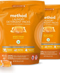 Method Laundry Detergent Packs; Ginger Mango Scent; Plant-Based Stain Remover Solution that Works in Hot & Cold Water; 42 Packs per Bag; 2 Pack (84 Loads); Packaging May Vary