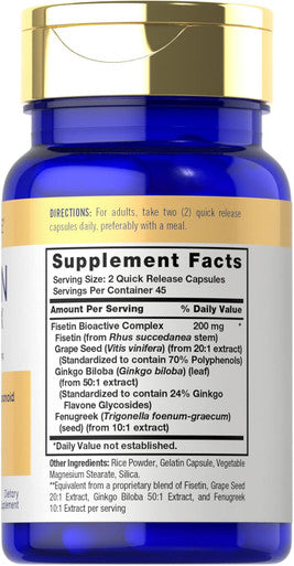 Carlyle Fisetin Complex Supplement | 200mg | 90 Capsules | Non-GMO and Gluten