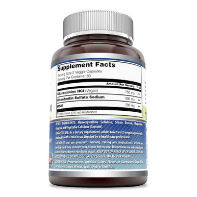 Amazing Formulas Glucosamine Chondroitin & Msm 120 Veggie Capsules | Shellfish Free | Non-Gmo | Gluten Free | Made In Usa | Suitable For Vegetarians
