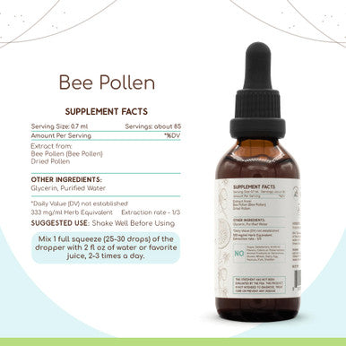 Bee Pollen B60 Alcohol-Free Herbal Extract Tincture,Super-Concentrated Bee Pollen (Bee Pollen) Dried Pollen (2 Fl Oz)