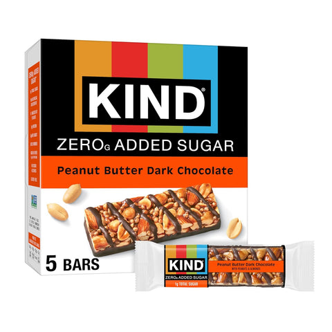 KIND ZERO Added Sugar Bars Dark Chocolate Nuts and Sea Salt Keto Friendly Snacks Gluten 5g Protein 5 Count