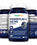NusaPure Pterostilbene 150mg 180 Veggie Caps (Non-GMO & )
