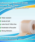 Medical Grade Silicone Scar Tape For Surgical Scars (1.6" X 120" - 3M) Professional Silicone Scar Sheets Scar Treatment For Face Wrinkles, C Section Recovery, Keloid Bump Removal Silicone Scar Patches
