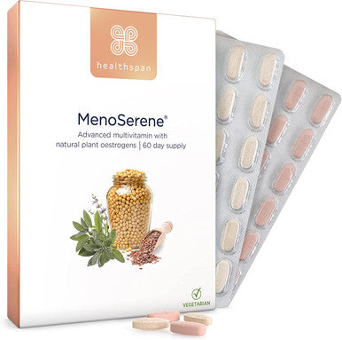 Healthspan MenoSerene (60 Day Supply) | Women's Health | Vitamin D, Calcium & Magnesium | Healthy Immune System, Skin, Vision & Bones B6 for Menopause Support | Natural Plant Oestrogens | Vegetarian