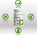 Vitamin D3 K2 Softgel, 180 Counts, 2-1 Complex, Vitamin D3 5000 IU & Vitamin K2 MK7, Promotes Heart, Bone & Teeth Health - Very Easy to Swallow