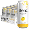 Steaz Organic Green Tea Zero Calorie Raspberry (12 Pack) Antioxidant Brew 65mg Natural Caffeine Vitamin C Stevia Sweetened Iced Tea Vegan Fair Trade 12 Cans 16 fl oz (473mL)
