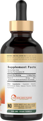 Carlyle Vitamin C Liquid | 4 fl. oz | Orange Flavor | Vegan Non-GMO Gluten Supplement