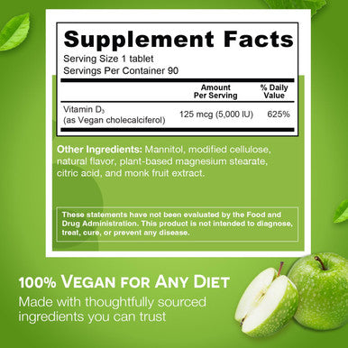 Ez Melts Dissolvable Vitamin D3 5,000 Iu, Sugar-Free, 3-Month Supply