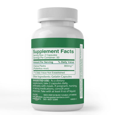 PURE ORIGINAL INGREDIENTS Chanca Piedra (100 Capsules) Always Pure, No Additives Or Fillers, Lab Verified