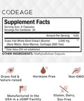 Codeage Grass Fed Bone Marrow Supplement ze Dried Non Defatted and Desiccated Beef Bone Marrow Pills Raw Whole Bone Marrow Bone Matrix Cartilage 3000mg per Serving 180 Capsules