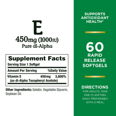 Nature s Bounty Vitamin E 1000 Iu Softgels 1 Pack 60 Softgels