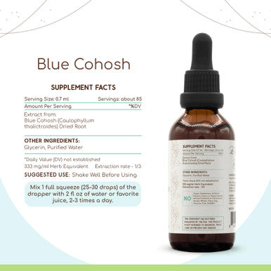 Blue Cohosh B60 Alcohol-Free Herbal Extract Tincture, Super-Concentrated Responsibly Farmed Blue Cohosh (Caulophyllum Thalictroid
