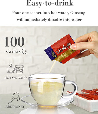 ILHWA Korean Ginseng Roots Extract Tea 100pcs 6 Years Ginseng Granulated. High Ginsenoside Rg1Rb1Rg3