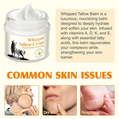 HUYEHF Beef Tallow Honey Lotion Cream Natural Grass-Fed Beef Tallow Cream With Raw Honey Provide All-Around Hydration And Moisturization & Multivitamin Rich Replenish Your Skin With Nutrients