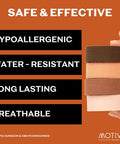 Motivo Scar Tape - 200 X1 Roll (20 Strips) Water And Sweat Resistant Scar Tape, Latex-Free, Sticks For 3-5 Days Scar Tape For Surgical Scars, C Section, Burns, Gender Affirming Surgery - Espresso