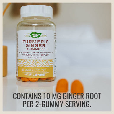 Nature'S Way Turmeric Curcumin C3 Complex And Ginger Gummies, Support Antioxidant Pathways*, Mango Flavored, 260 Mg, 60 Gummies